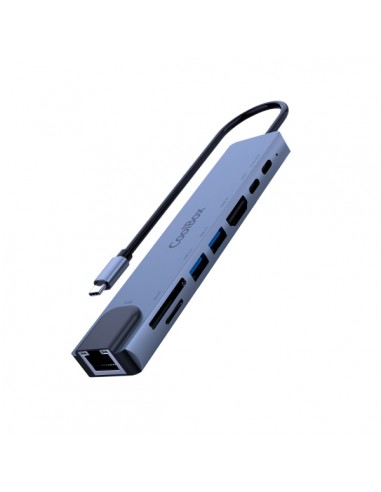 CoolBox MiniDock C81 USB-C - 1x HDMI 4K-2x USB 3.2 Gen1-1x USB-C PD-1x-USB-C-1x SD-1xMicroSD TF-1x RJ45 10 100 1000 -