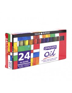 Daler Rowney Graduate Pack de 24 Pinturas al Oleo - Tubos de Aluminio - 22ml - Colores Surtidos