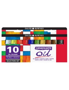 Daler Rowney Graduate Pack de 10 Pinturas al Oleo Selection Set - Tubos de Aluminio - 38ml - Colores Surtidos