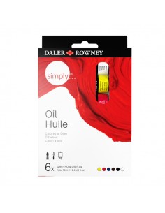 Daler Rowney Simply Pack de 6 Pinturas al Oleo - Tubos de Aluminio - 12ml - Colores Surtidos