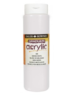 Daler Rowney Graduate Pintura Acrilica - Botella de Plastico - 500ml - Color Blanco de Mezcla