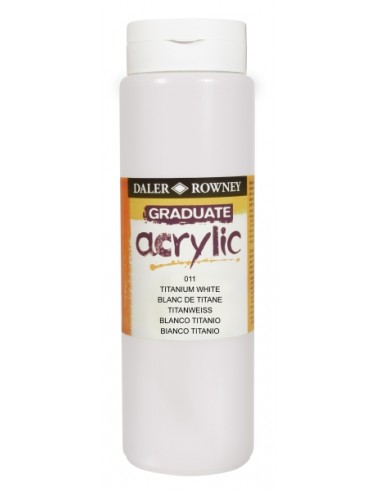 Daler Rowney Graduate Pintura Acrilica - Botella de Plastico - 500ml - Color Blanco Titanio