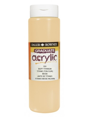 Daler Rowney Graduate Pintura Acrilica - Botella de Plastico - 500ml - Color Titanio Buff