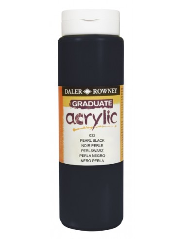 Daler Rowney Graduate Pintura Acrilica - Botella de Plastico - 500ml - Color Negro Perla