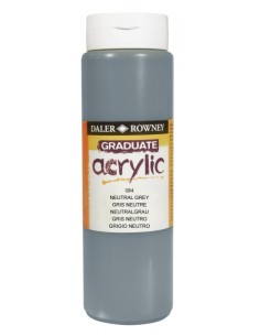 Daler Rowney Graduate Pintura Acrilica - Botella de Plastico - 500ml - Color Gris Neutro