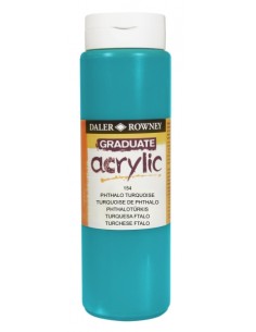 Daler Rowney Graduate Pintura Acrilica - Botella de Plastico - 500ml - Color Turquesa Ftalo