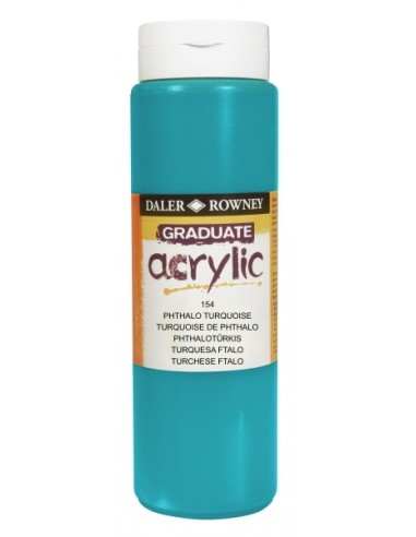Daler Rowney Graduate Pintura Acrilica - Botella de Plastico - 500ml - Color Turquesa Ftalo