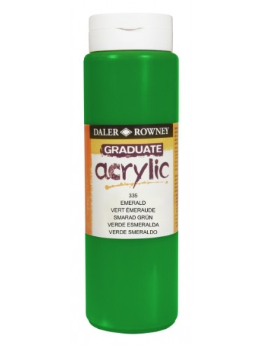 Daler Rowney Graduate Pintura Acrilica - Botella de Plastico - 500ml - Color Verde Esmeralda
