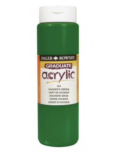 Daler Rowney Graduate Pintura Acrilica - Botella de Plastico - 500ml - Color Verde Hooker