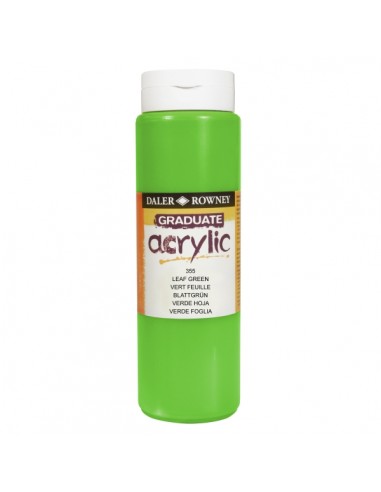 Daler Rowney Graduate Pintura Acrilica - Botella de Plastico - 500ml - Color Verde Hoja