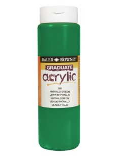 Daler Rowney Graduate Pintura Acrilica - Botella de Plastico - 500ml - Color Verde Ftalo