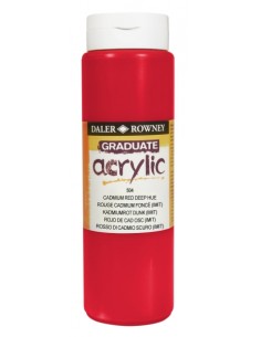 Daler Rowney Graduate Pintura Acrilica - Botella de Plastico - 500ml - Color Rojo de Cadmio Profundo