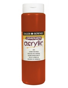Daler Rowney Graduate Pintura Acrilica - Botella de Plastico - 500ml - Color Rojo Veneciano