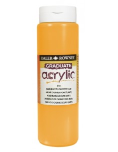 Daler Rowney Graduate Pintura Acrilica - Botella de Plastico - 500ml - Color Amarillo de Cadmio Profundo