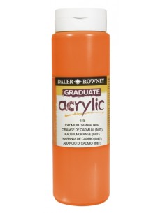 Daler Rowney Graduate Pintura Acrilica - Botella de Plastico - 500ml - Color Naranja de Cadmio