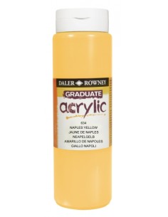 Daler Rowney Graduate Pintura Acrilica - Botella de Plastico - 500ml - Color Amarillo de Napoles