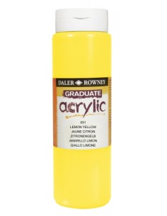 Daler Rowney Graduate Pintura Acrilica - Botella de Plastico - 500ml - Color Amarillo Limon