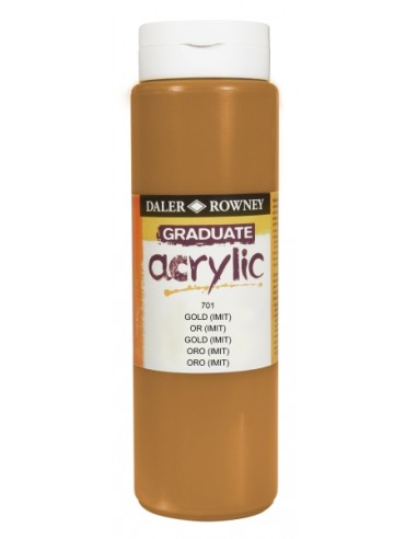 Daler Rowney Graduate Pintura Acrilica - Botella de Plastico - 500ml - Color Imitacion Oro