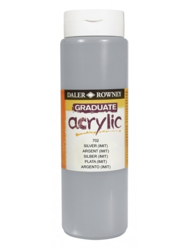 Daler Rowney Graduate Pintura Acrilica - Botella de Plastico - 500ml - Color Imitacion Plata