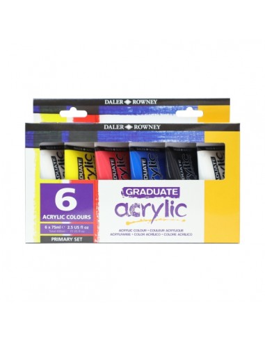 Daler Rowney Graduate Pack de 6 Pinturas Acrilicas - 75ml - Colores Surtidos