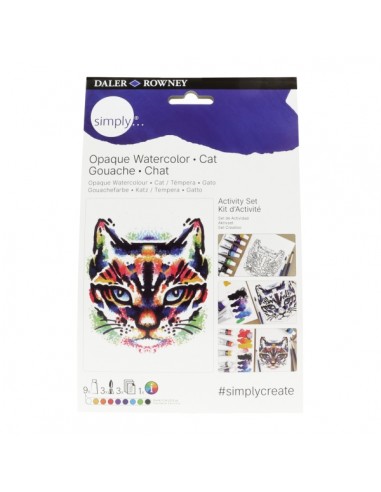Daler Rowney Simply Activity Pack de 16 Piezas - Temperas Gouache - Tematica Gato - Colores Surtidos