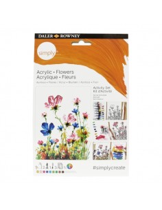 Daler Rowney Simply Activity Pack de 25 Piezas - Pintura Acrilica - Tematica Flores - Colores Surtidos