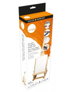 Daler Rowney Simply Creative Easel Pack de 43 Piezas - Pinturas Acrilicas - Incluye Caballete - Colores Surtidos