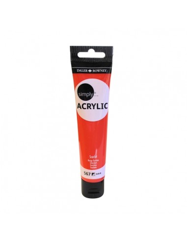 Daler Rowney Simply Pintura Acrilica - Tubo de Plastico - 75ml - Color Escarlata