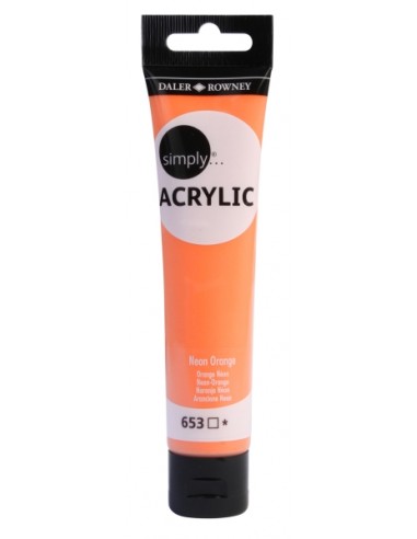 Daler Rowney Simply Pintura Acrilica - Tubo de Plastico - 75ml - Color Naranja Neon