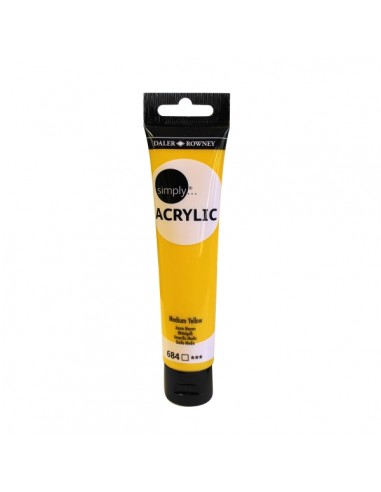 Daler Rowney Simply Pintura Acrilica - Tubo de Plastico - 75ml - Color Amarillo Medio