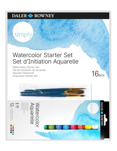 Daler Rowney Simply Pack de 16 Piezas - Acuarelas - Set de Iniciacion - Colores Surtidos
