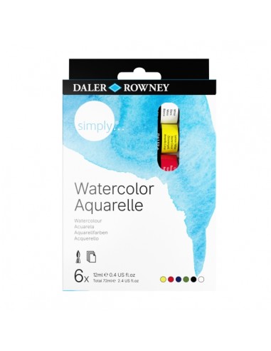 Daler Rowney Simply Pack de 6 Acuarelas - 12ml - Colores Surtidos