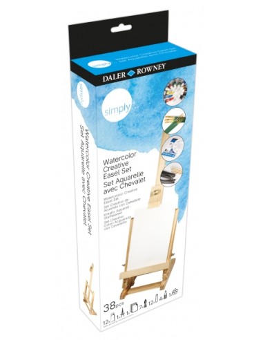 Daler Rowney Simply Pack de 38 Piezas - Set Creativo - Acuarela - Caballete - Colores Surtidos