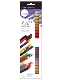 Daler Rowney Simply Pack de 50 Pasteles al Oleo - Caja de Carton - Colores Surtidos