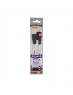 Daler Rowney Graduate Pack de 3 Pinceles para Acuarelas - Pelo Sintetico y de Cabra - Mango Corto