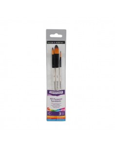 Daler Rowney Graduate Pack de 3 Pinceles para Acuarelas - Pelo Sintetico - Mango Corto