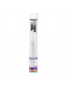 Daler Rowney Graduate Pack de 3 Pinceles Multitecnica - Pelo Sintetico - Mango Largo