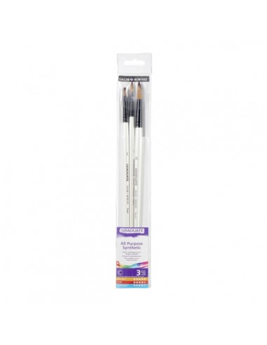 Daler Rowney Graduate Pack de 3 Pinceles Multitecnica - Pelo Sintetico - Mango Largo