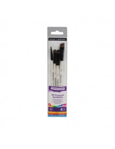 Daler Rowney Graduate Pack de 4 Pinceles Multitecnica - Pelo Sintetico - Mango Corto