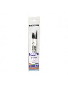 Daler Rowney Graduate Pack de 4 Pinceles Multitecnica - Pelo Sintetico - Mango Corto