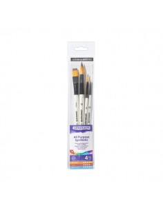 Daler Rowney Graduate Pack de 4 Pinceles Multitecnica - Pelo Sintetico - Mango Corto