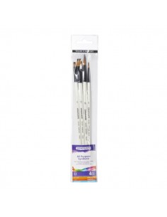 Daler Rowney Graduate Pack de 4 Pinceles Multitecnica - Pelo Sintetico - Mango Largo