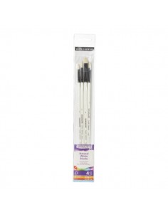 Daler Rowney Graduate Pack de 4 Pinceles para Oleo - Pelo de Cerda Natural - Mango Largo