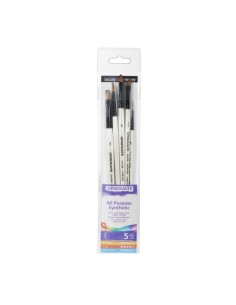 Daler Rowney Graduate Pack de 5 Pinceles Multitecnica - Pelo Sintetico - Mango Corto