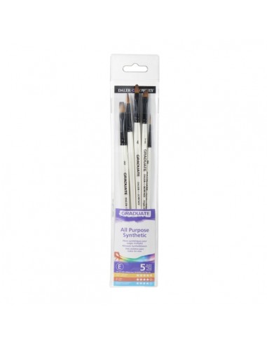 Daler Rowney Graduate Pack de 5 Pinceles Multitecnica - Pelo Sintetico - Mango Corto