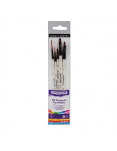 Daler Rowney Graduate Pack de 5 Pinceles Multitecnica - Pelo Sintetico - Mango Corto