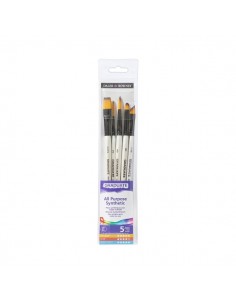 Daler Rowney Graduate Pack de 5 Pinceles Multitecnica - Pelo Sintetico - Mango Corto