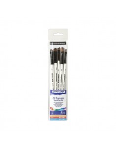 Daler Rowney Graduate Pack de 5 Pinceles Multitecnica - Pelo Sintetico - Mango Corto
