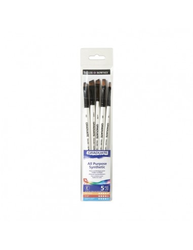 Daler Rowney Graduate Pack de 5 Pinceles Multitecnica - Pelo Sintetico - Mango Corto