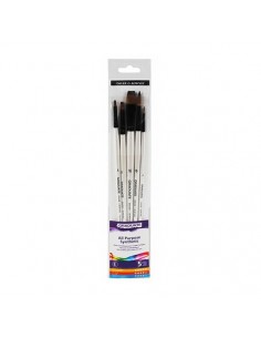 Daler Rowney Graduate Pack de 5 Pinceles Multitecnica - Pelo Sintetico - Mango Largo